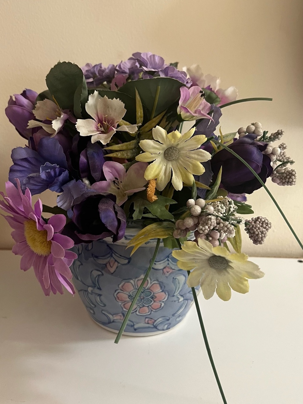 Artificial Floral Arrangement in Ceramic Vase